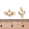 Brass Clear Cubic Zirconia Connector Charms KK-G516-09G-3