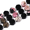 Natural Obsidian & Rhodonite Beads Strands G-N358-03A-04-2