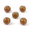 Printed Natural Wood European Beads WOOD-C015-07B-1