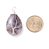 Natural Amethyst & Natural Tiger Eye & Natural Green Fluorite & Natural Rose Quartz & Natural Quartz Crystal  Pendants PALLOY-JF01307-3