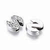 Alloy Initial Slide Charms with Grade A Rhinestones ALRI-R032-S-FF-2