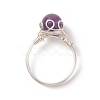 NaturalGemstone Braided Bead Finger Ring RJEW-TA00066-5