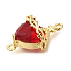 Brass FireBrick Cubic Zirconia Sacred Heart of Jesus Connector Charms KK-R002-27G-02-2