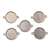 Tibetan Style Alloy Flat Round Cabochon Connector Settings TIBE-M022-09AS-1
