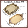 2Pcs 2 Styles Vintage Resin & Alloy Rectangle Tray Display Decorations for Rings Earrings Necklaces AJEW-PH0008-32-4