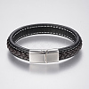 Braided Leather Cord Bracelets BJEW-H561-07C-2