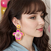 Bohemian Glass Seed Beaded & Non-woven Fabrics Dangle Stud Earrings FS-WG810D5-02-2