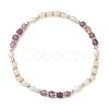 Natural Rose Quartz & Natural AmethystCube Beaded Stretch Bracelets for Women BJEW-JB13390-01-2