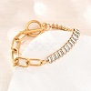 304 Stainless Steel Pave Clear Cubic Zirconia Link Bracelets BJEW-D460-10G-1