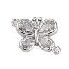 Brass Pave Clear Cubic Zirconia Connector Charms KK-Z066-09P-1