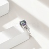 Rhodium Plated 925 Sterling Silver Moissanite Adjustable Rings RJEW-U038-10P-2