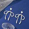 Bowknot with Star Natural Shell & Glass Seed Dangle Earring EJEW-MZ00123-2