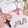 Polymer Clay Rhinestone Cross Pendant Alloy Chain Necklaces NJEW-CN0001-16C-3