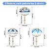 6Pcs 3 Styles Printing Porcelain Drawer Knobs FIND-GA0001-29B-2