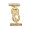 Rack Plating Brass Micro Pave Clear Cubic Zirconia Hook Clasps KK-F876-15G-1