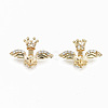 Brass Micro Pave Clear Cubic Zirconia Peg Bails Charms KK-S356-119G-NF-3