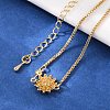 Brass Micro Pave Cubic Zirconia Birthday Flower Link Bracelets BJEW-U031-01G-11-3
