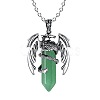 Natural Green Aventurine Bullet with Dragon Pendant Necklace with Zinc Alloy Chains PW-WG99720-02-1