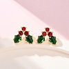 Cubic Zirconia Cherry Stud Earrings with Enamel LS-EJEW-P199-14G-4