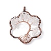 Flower Natural Quartz Crystal Copper Wire Wrapped Chip Big Pendants G-E195-12R-02-1