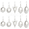 Beebeecraft 20Pcs 5 Style Hexagon & Teardrop & Flat Round & Polygon 304 Stainless Steel Dangle Earring Settings FIND-BBC0002-50-1