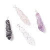 Natural Faceted Gemstone Pointed Pendants PALLOY-JF01296-1