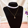 Brass Micro Pave Clear Cubic Zirconia Snowflake Pendant Single Face White Velvet Ribbon & Brass Chain Double Layered Choker Necklaces NJEW-TAC0037-6