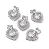 Brass Clear Cubic Zirconia Pendants KK-E068-VA121-1-4
