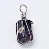 Natural Black Tourmaline Pendants G-G681-15-3