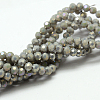 Faceted(32 Facets) Round Full Rainbow Plated Imitation Jade Electroplate Glass Beads Strands EGLA-J130-FR11-1