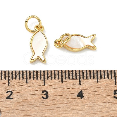 Natural White Shell Fish Charms KK-F926-04B-1