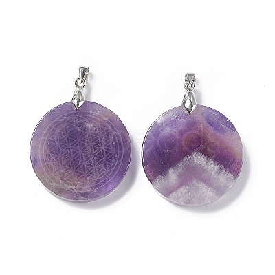Natural Amethyst Pendants G-P491-03P-01-1