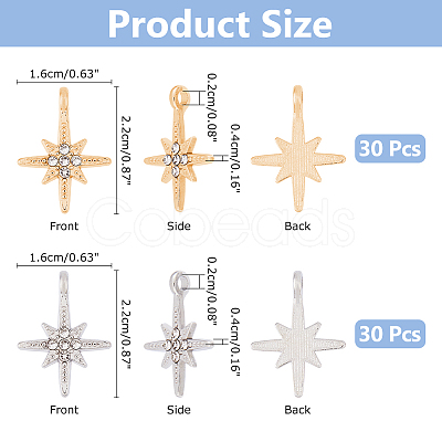 60Pcs 2 Colors Alloy Rhinestone Pendants ALRI-DC0001-10-1