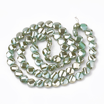 Electroplate Opaque Solid Color Glass Beads Strands EGLA-T008-09C-1