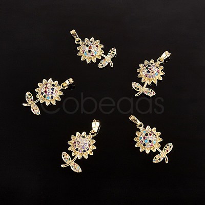 Brass Micro Pave Cubic Zirconia Pendants ZIRC-SZ0003-47-1