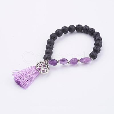 Tassel Charm Bracelets BJEW-P186-F08-1