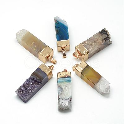 Natural Druzy Agate Pendants G-Q494-18-1