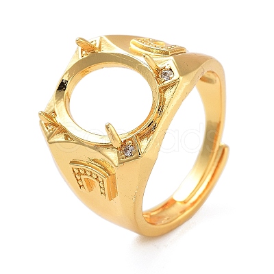 Rack Plating Oval Brass Micro Pave Cubic Zirconia Wide Adjustable Ring Components KK-Q819-13G-1