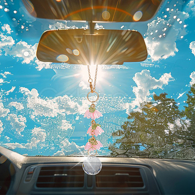 Glass & Resin Lily of the Valley Car Hanging Ornaments HJEW-DR00054-1