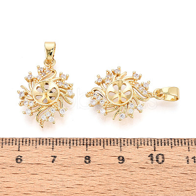 Brass Micro Pave Clear Cubic Zirconia European Dangle Charms Bails KK-N276-15G-1