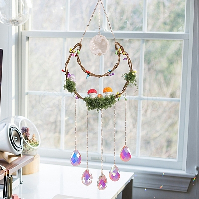 Moon & Star Natural Gemstome Hanging Suncatchers RN-CBA387D-03G-1