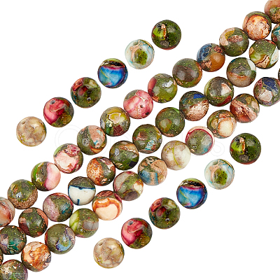 1 Strand Dyed Natural Imperial Jasper Round Beads Strands G-PA0002-57A-1
