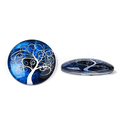 Half Round/Dome Tree Pattern Glass Flatback Cabochons for DIY Projects GGLA-Q037-25mm-M28-10-1