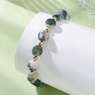 Natural Tree Agate & 304 Stainless Steel Beads Braided Bead Bracelets BJEW-JB13670-1