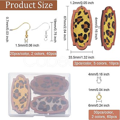 Olycraft DIY Leopard Print Pattern Rectangle Dangle Earring Making Kit DIY-OC0009-49-1