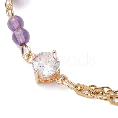 Round Natural Gemstone Beads Link Bracelets BJEW-JB13488-1