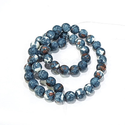 Synthetic Ocean White Jade Round Bead Strands G-M165-8mm-15-1