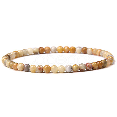 4mm Round Natural Crazy Agate Beads Bracelet for Men LS-KG3069-14-1