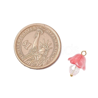 Mushroom Transparent Glass Pendants PALLOY-JF03654-01-1