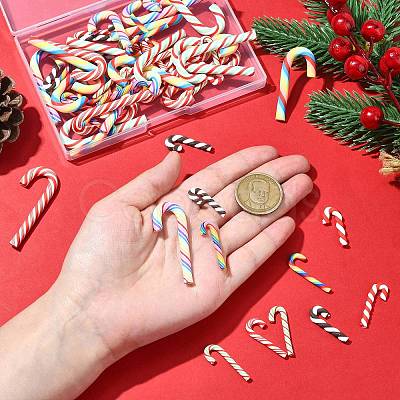 60Pcs 10 Styles Christmas Theme Polymer Clay Artificial Candy Cane FIND-CJ0002-89-1